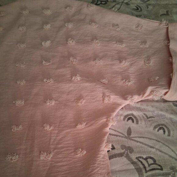 Kabundo Pink Babydoll Chenille Puff Dress ~ Short Sleeve & V-neck Size M - Picture 4 of 6